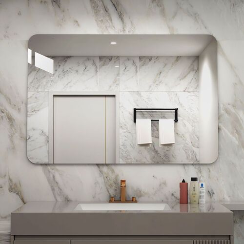 Bathroom Mirror Bathroom Mirror Wall-mounted Self-adhesive Wall-mounted Wall Mount without Drilling Makeup Mirror Bathroom Washroom Toilet Sticker Factory