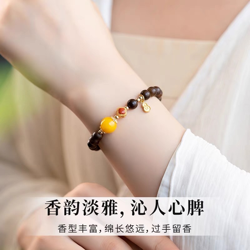 Fenghe 木製ブレスレット女性の Qinan 沈香古代ブレスレット蜜蝋南赤ビーズ祝福ブランド白檀数珠ギフト|undefined