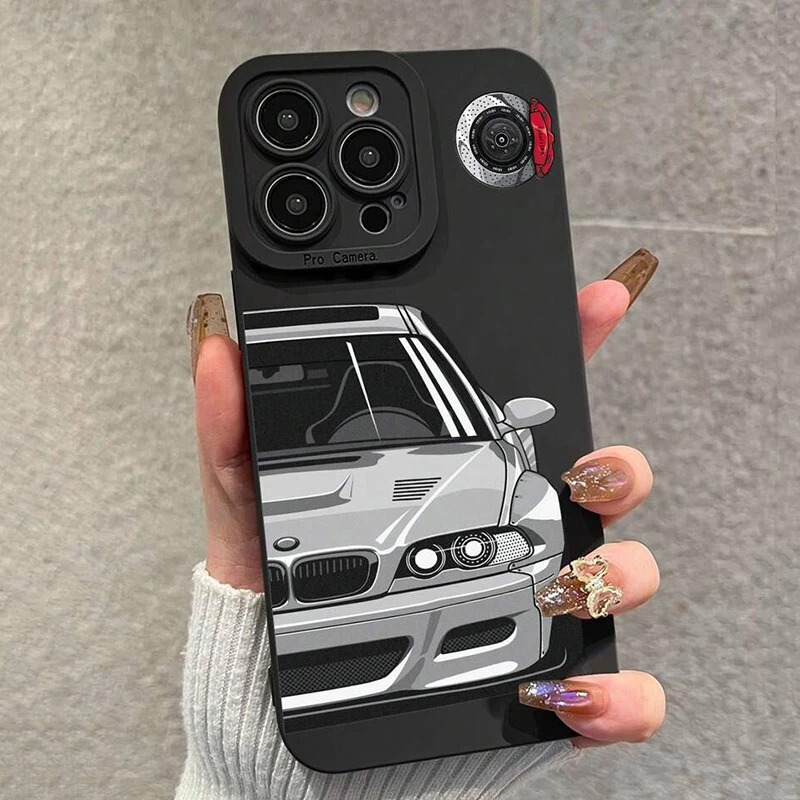 Fashionable Car-Themed iPhone 17 Case, Suitable for iPhone 16 Pro Max, Apple 15, Trendy Influencer Style for 14, 13, 11, Shockproof