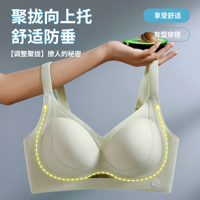 Lifting, Enlarging, Soft Support, Seamless Massage Cup Bra, Comfortable Push-Up, Breast-Retracting, Anti-Bump Underwear for Women Without Rims