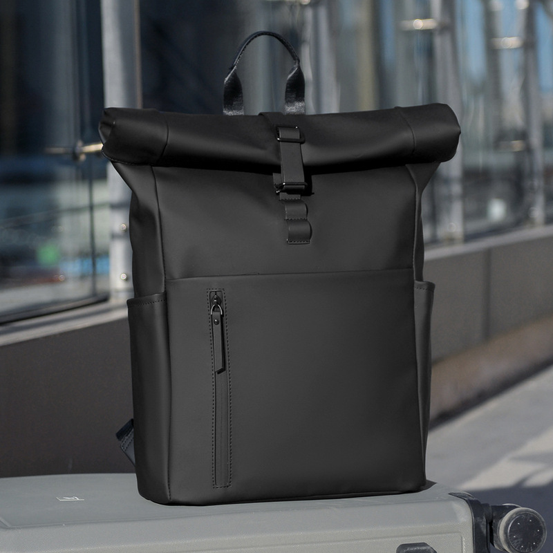 Men's Roll-Top Backpack, Casual Backpack, Business Travel, Commuting Computer Bag, College Student Bag, Simple and Waterproof