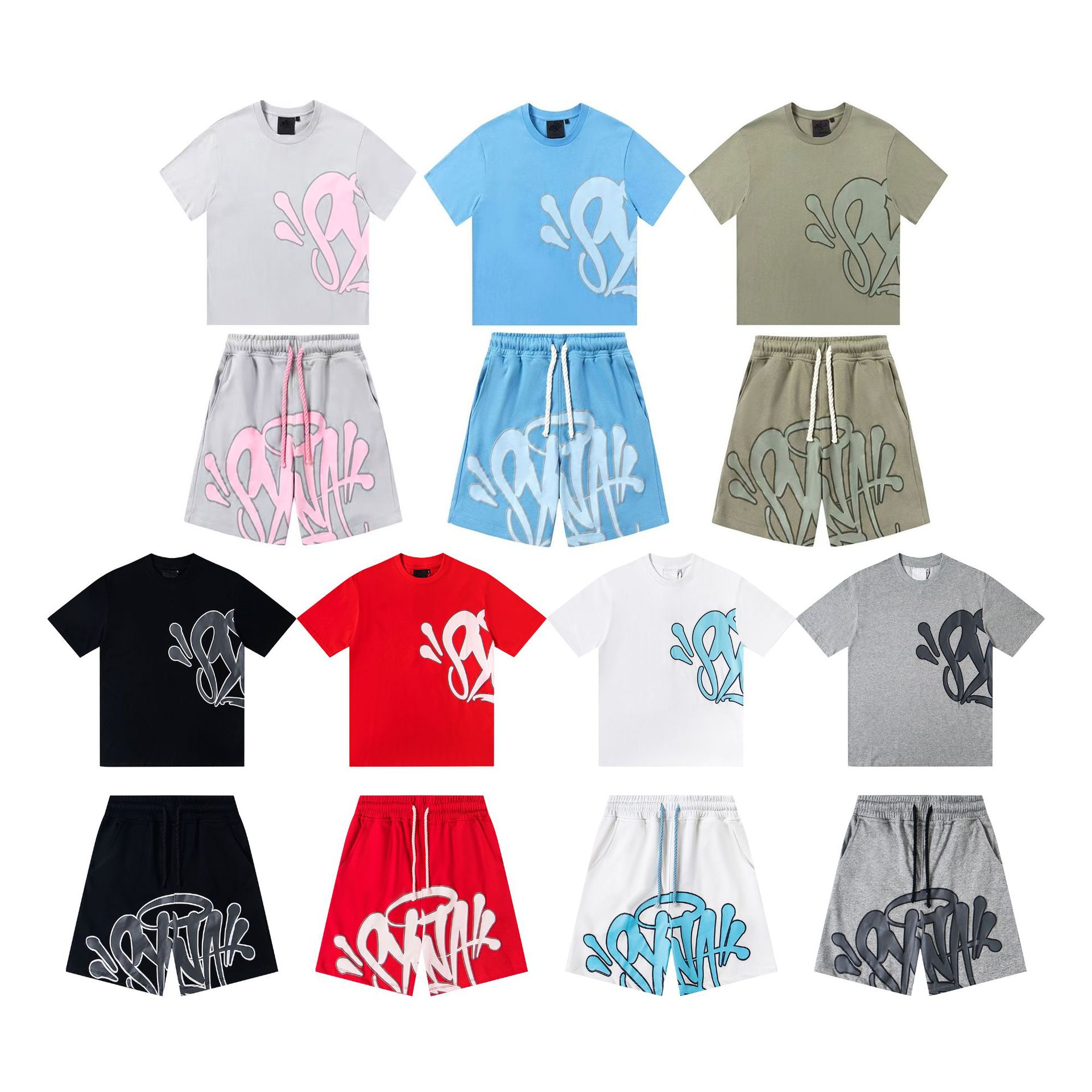 Cross-Border Syna World Classic Foam Letter Print Summer Loose Short-Sleeved T-Shirt Casual Shorts Set