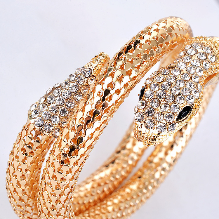 2022 Cross-border European and American Jewelry Exaggerated Personality Multi-layer Punk Nightclub Diamond-encrusted Hollow Snake Bracelet Bracelet New for Men and Women