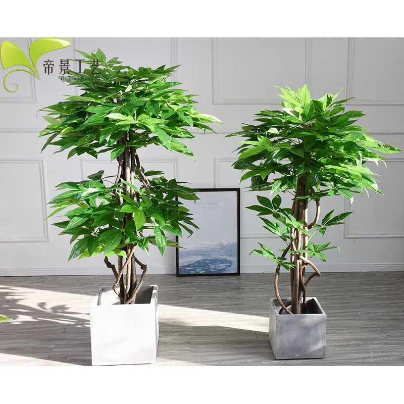 幸運の木盆栽本物の木の幹人工植物床置きホームセットフラワーエントリーガーデン|undefined