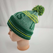 外贸单球队帽子提花翻边针织帽带刺绣男女款 户外加厚保暖大头围