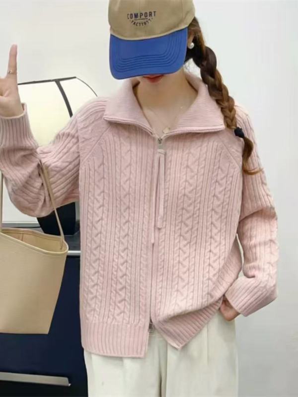 0907-150秋冬厚款立领开衫毛衣外套女装|undefined