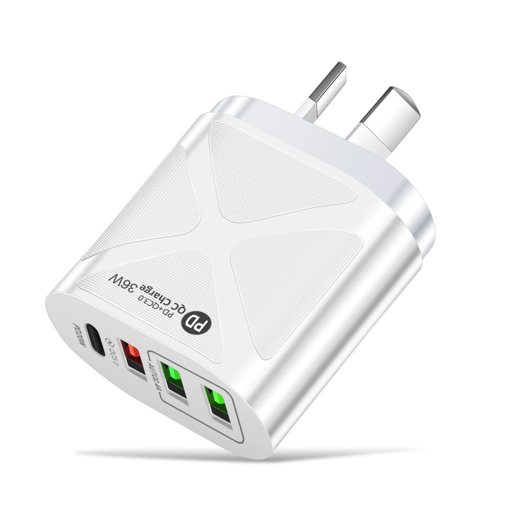 36W адаптер по австралийским стандартам, корейское соответствие, PD+QC3.0, 2.4A, двойной USB, быстрая зарядка для мобильного телефона, мультипортовый с PD-зарядным блоком