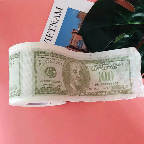 Printed roll paper US dollar printed paper banknote toilet paper personalized creative household toilet paper roll color napkin