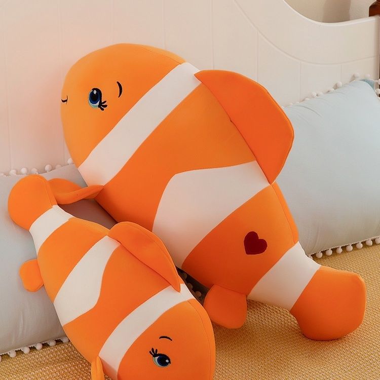 可爱小丑鱼毛绒鲨鱼亲子公仔亲吻毛绒玩具款拉海洋动物玩偶海豚