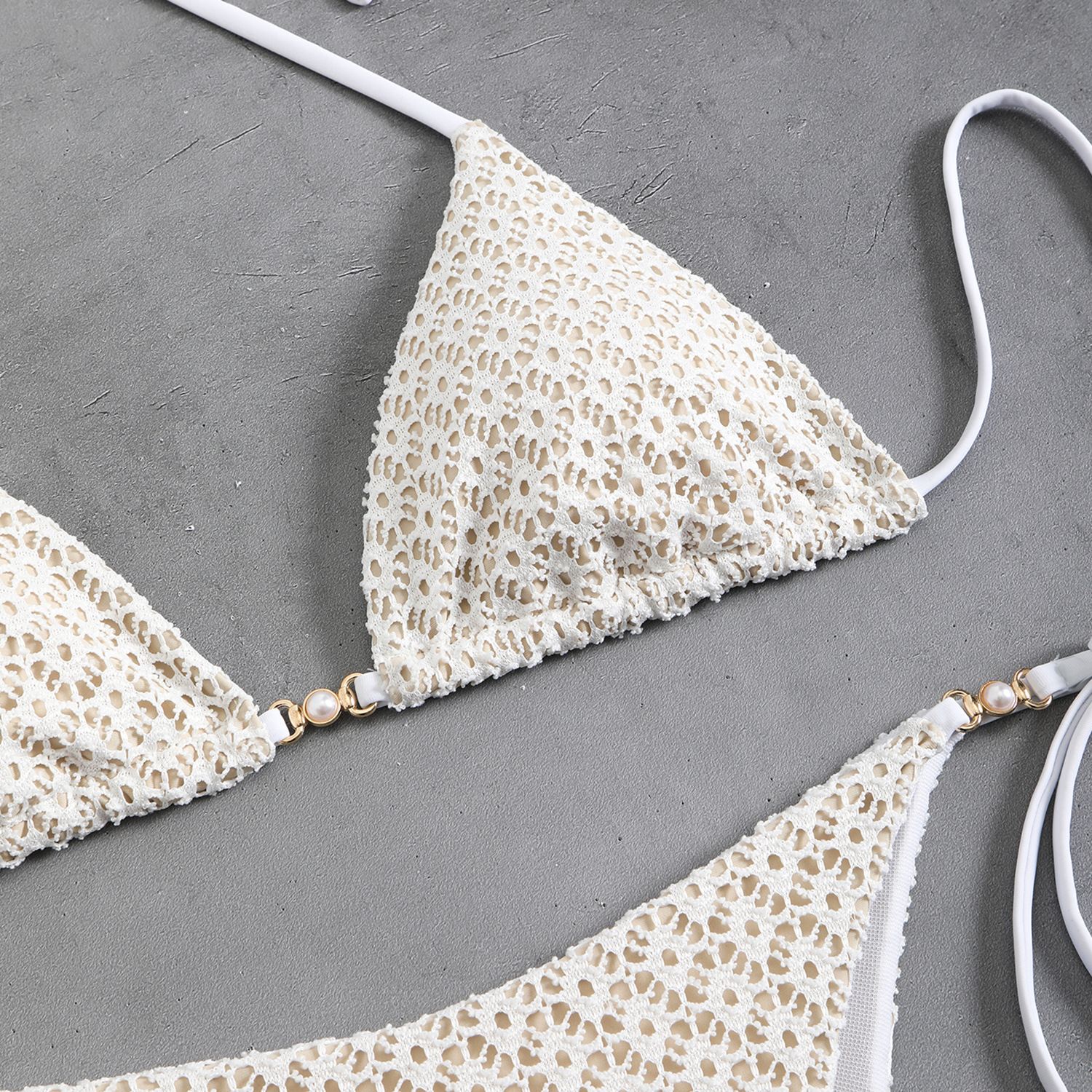 Women's Sexy Halter Tie-Front Bikini Set High-Cut Bottom Two Piece Swimsuit For Vacation_ecoleips.com