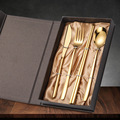 创意韩式304刀叉勺子筷子西餐礼品赠送四件套不锈钢餐具套装批发