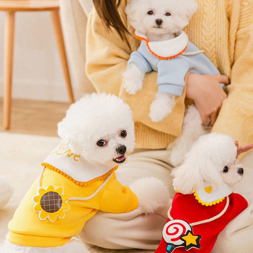 Dog Sweatshirt Lollipop Clothes Spring and Autumn Thin Sweatshirt Teddy Small Puppy Cat Pet Autumn and Winter Clothes