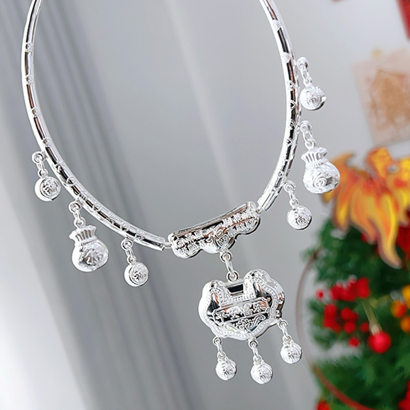 Baffold Long Life Lock 999 collar de plata esterlina collar de bebé cerradura de plata para niños cerradura de seguridad bebé luna llena regalo de aniversario