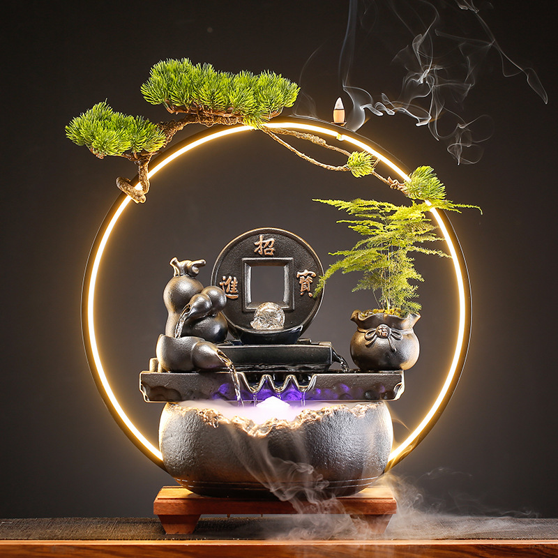 Creative Chinese-style Flowing Water Ornaments Fountain Office Living Room Company Desktop Entrance Decoration Opening Gift