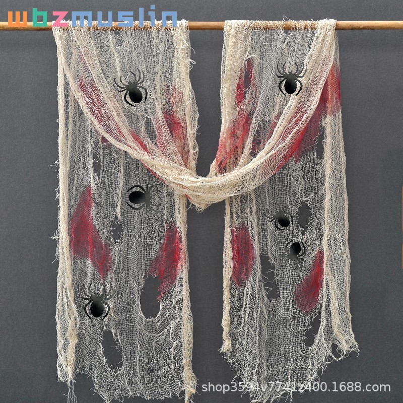 Decoración de Halloween gaza multicolor rover agujero colgar tela fantasma casa embrujada suministros de fiesta agujero de red