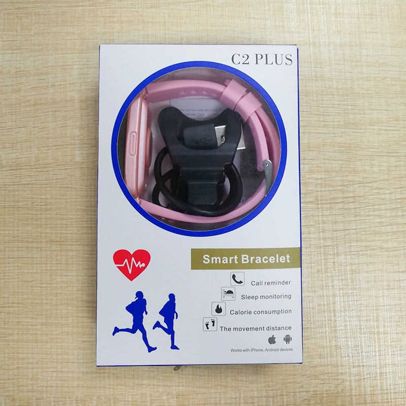 Водостойные умные часы C2 Plus 90mAh с большой батареей Bluetooth, частота сердечных сокращений, артериальное давление, SpO2 браслет