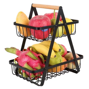 Foldable Double Layer Metal Basket for Kitchen Storage, Perfect for Fruits, Clothes, CDs, etc.
