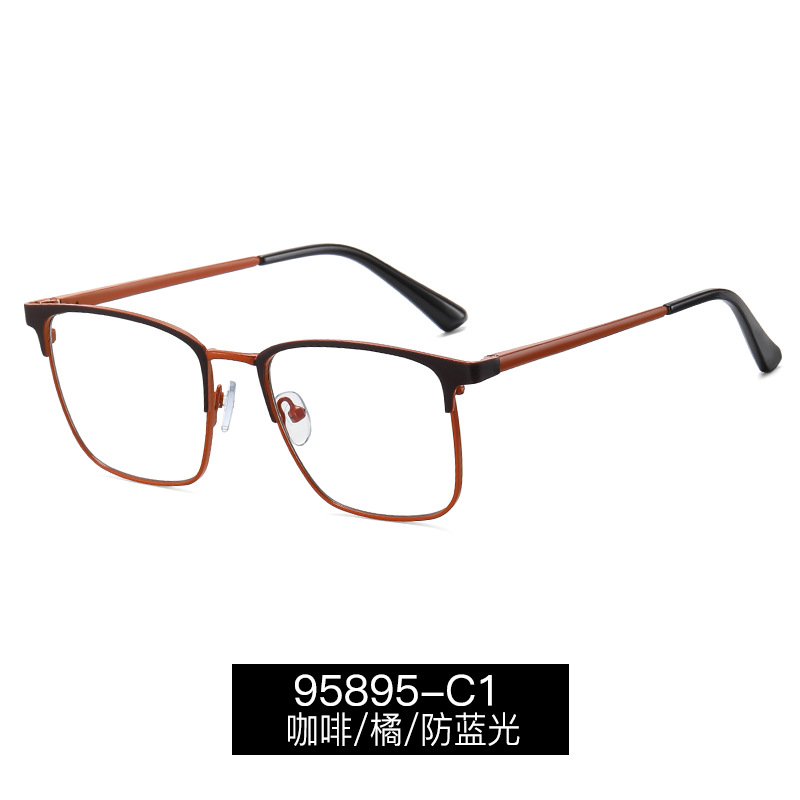 95895 nuevas gafas de miopía marco de negocios de los hombres marco completo a prueba de UV cuadrado anti-azul claro gafas lisas