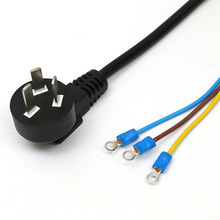 廠家定制國標三插電源線 黑色中規插頭線RVV電纜線冷壓端子連接線