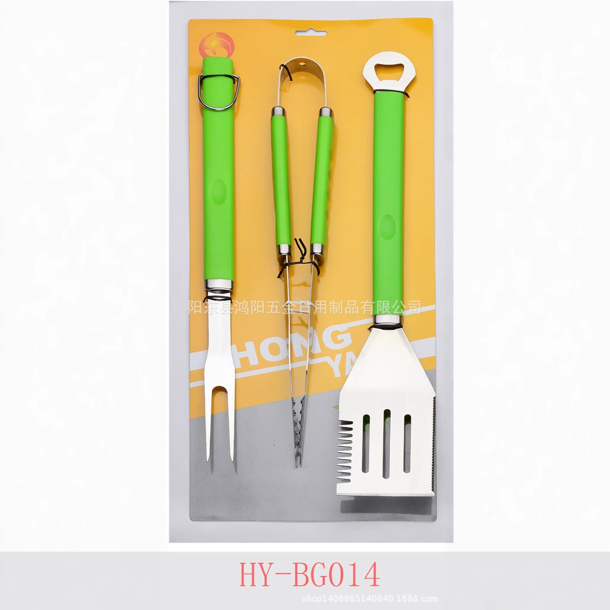 PP mango de acero inoxidable conjunto de parrilla de parrilla de comida al aire libre 3 piezas conjunto de parrilla de horquilla de parrilla conjunto de herramientas combinadas