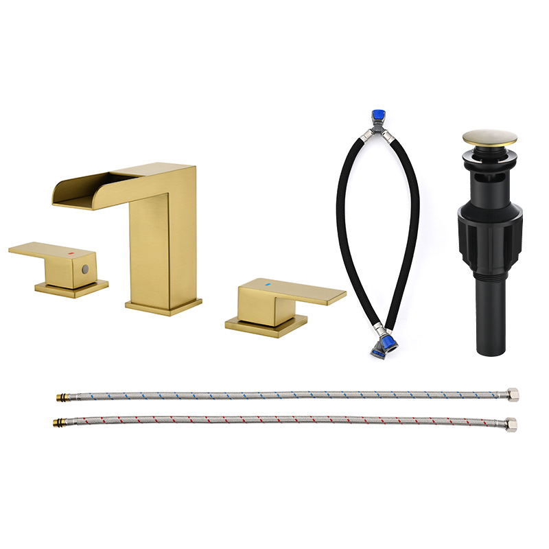 Cross-Border Stainless Steel Square Washbasin Faucet Countertop Basin Single Hole Faucet Bathroom Household Hot and Cold Water Faucet