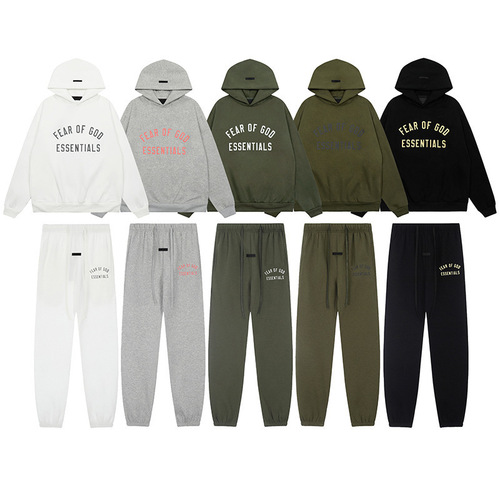 FEAR OF GOD Double Line Essentials Hoodie with Front Rubber Print