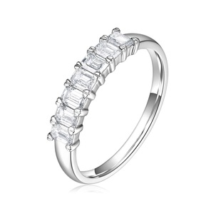 Classic 14K Gold Inlaid Cultured Diamond Row Ring Emerald K Gold Ring Laboratory Diamond White Gold Ring