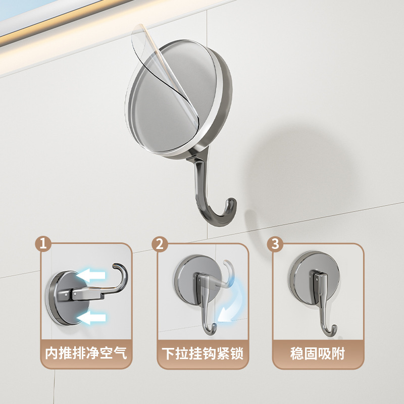 Gancho con ventosa, puerta de cocina al vacío sin perforación, baño trasero, pared del baño, gancho único, carga, sin costuras, fuerte adherencia