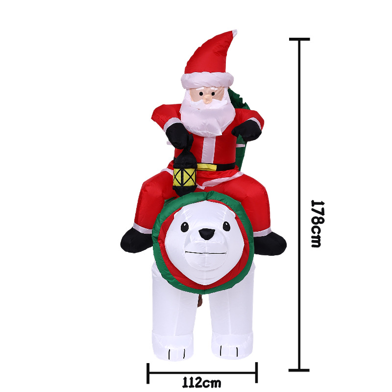 Nuevos productos transfronterizos Navidad infláble decoración 1.8m Santa monta oso blanco decoración luminosa patio