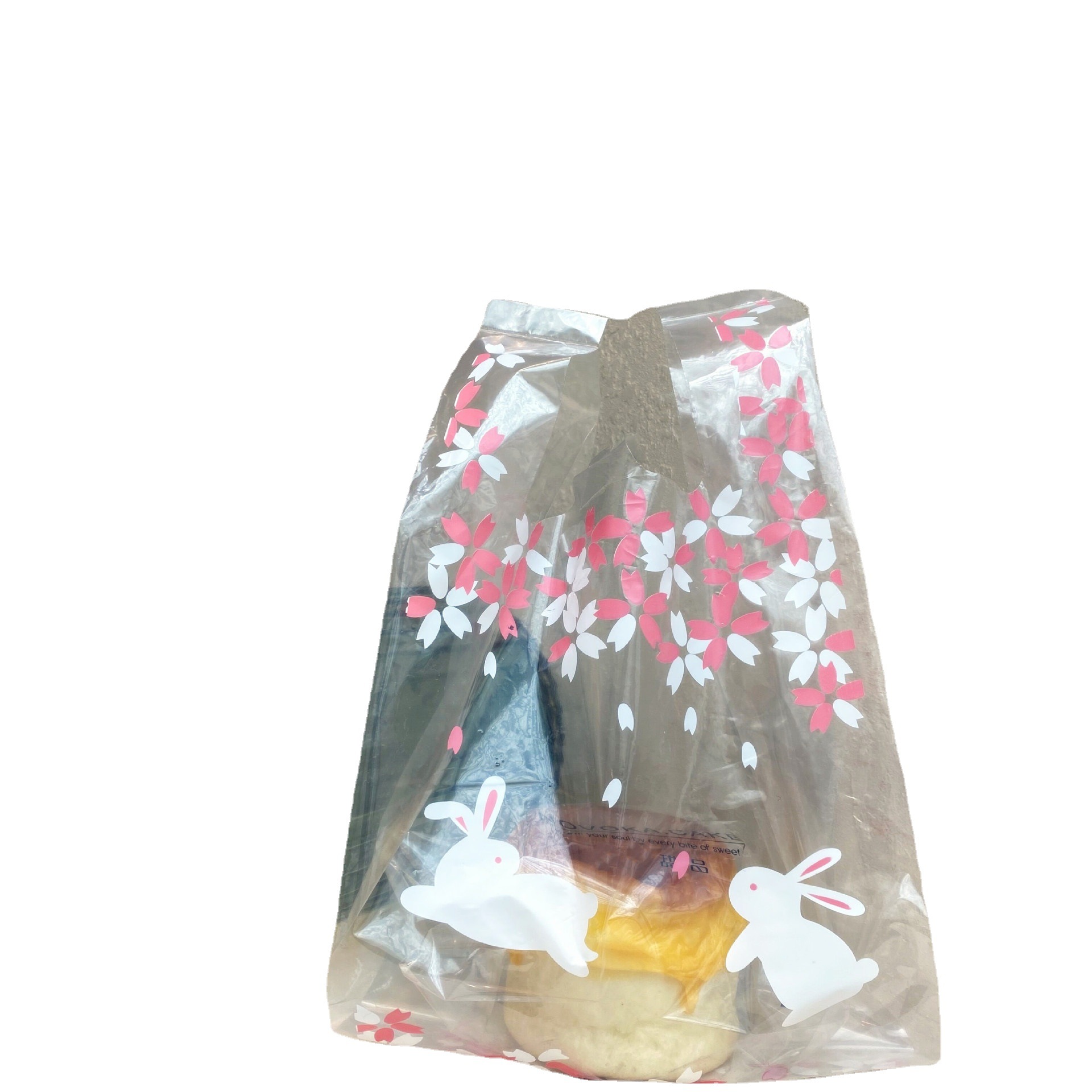 Té de leche transparente Postre para llevar bolsa de embalaje bolsa de plástico engrosada flor de cerezo conejo bolsa de pan un paquete de 50 piezas en stock ahora disponible