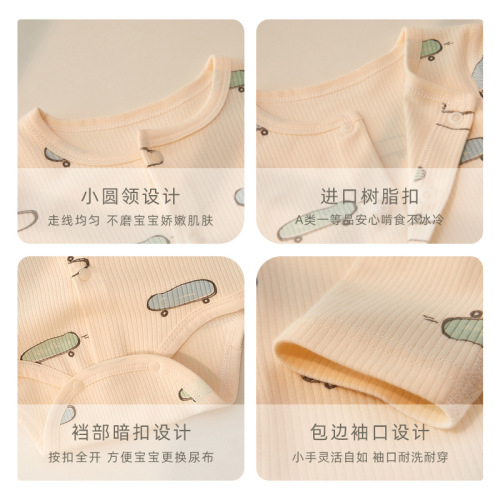 Baby flat-pant set long sleeve spring and autumn boneless baby onesie newborn clothes crawling suit sleepwear triangle T-shirt