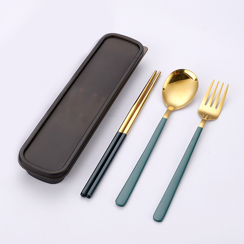 그린 골드 스푼, 포크, 젓가락 3 종 세트