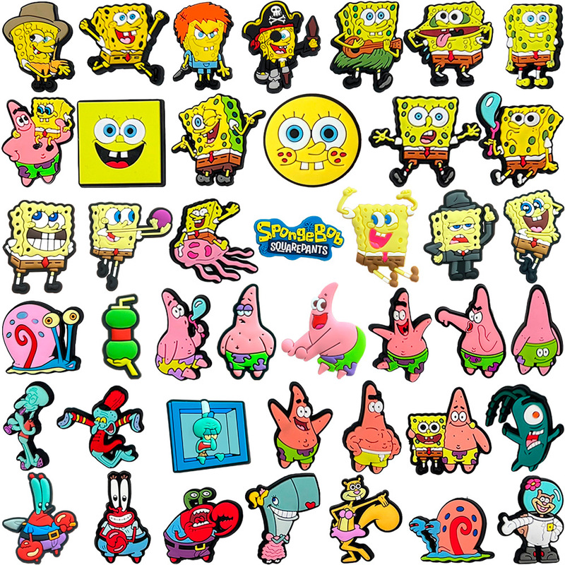 Single Spongebob Collection 42 Hole Shoes Flower Shoe Buckle Decoration Pvc Soft Rubber Shoe Flower Shoe Buckle Accessories Advanced