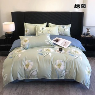 Nantong Home Textiles Thickened Large Floral Four-Piece Set, Plant Cashmere Brushed Direct Sale Printed All-Season Universal Washed Cotton