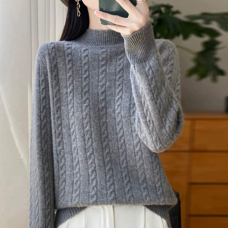 Woolen knitted sweater, 25 years, high collar, oversize