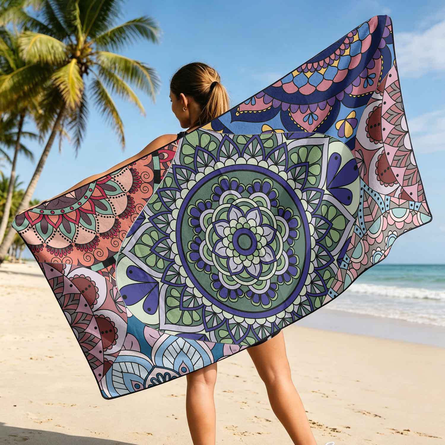 2-piece dual-use car seat cover, ultra-fine fiber, can be used as a beach towel, printed car protective seat cover 6