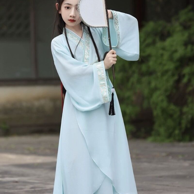 2025 New Han Dynasty Girls' Warring States Clothing Qin, Han, Wei, Jin, Cross-Collar Ancient Costume, Chinese Tang Suit Performance Costume, Rabbit Fur and Others