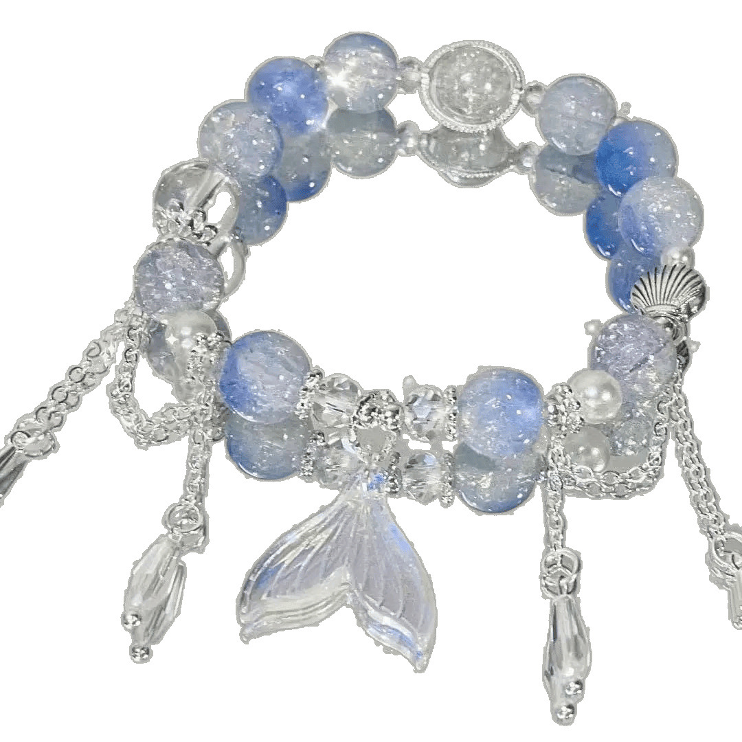 Pulsera de impresión de Qi Yu, de nicho, borlas de alto valor, cola de pez, cuentas de mano del espacio profundo