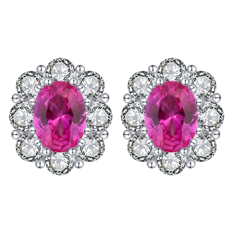 Zhuang Sheng joyería S925 plata simulación Rosa Huevo Rojo traje de moda piedra principal colgante 8*10 espárragos 6*8