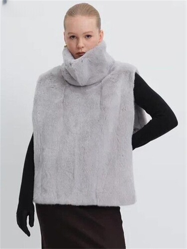 Fur supply chain autumn and winter artificial wool fur vest coat high-necked mink women's vest