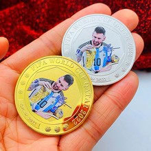 代发 外贸工艺纪念章2022梅西足球镀金币 亚马逊金币工艺硬币