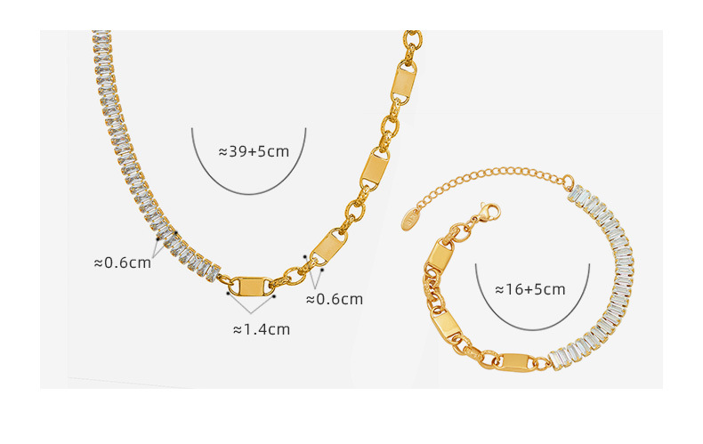 European and American ins fashion zircon splicing necklace bracelet 2021 jewelry