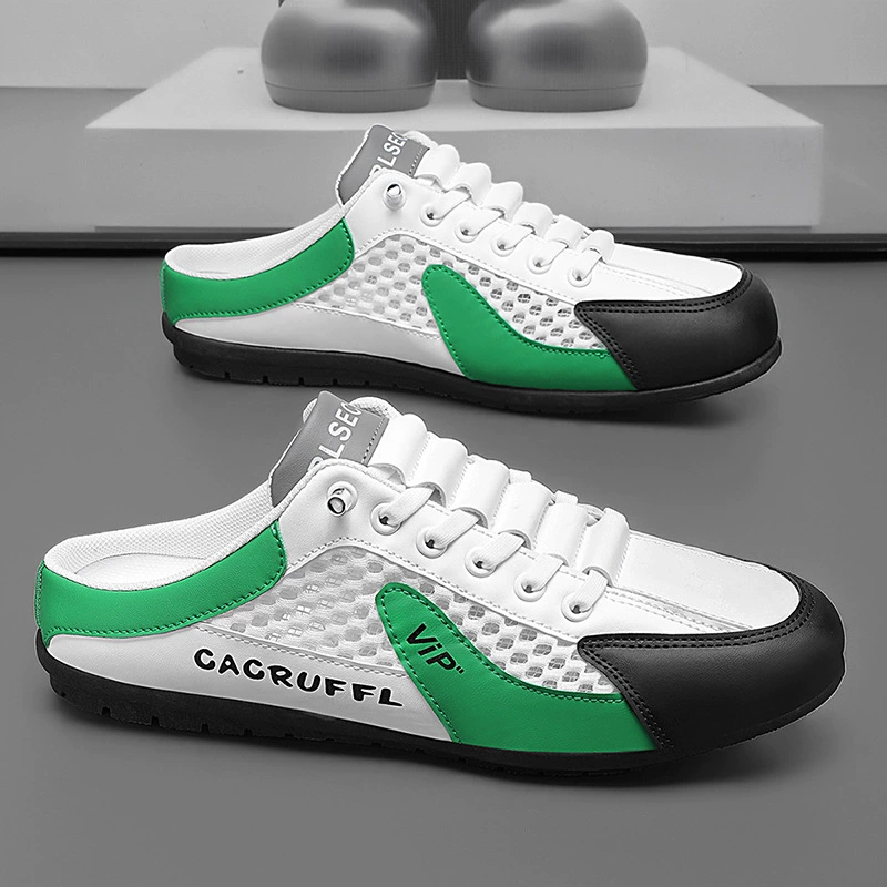 Baotou половина обуви для мужчин 2025 новая сетка дышащая одна педаль ленивая обувь повседневная мода дикая легкая сетчатая обувь