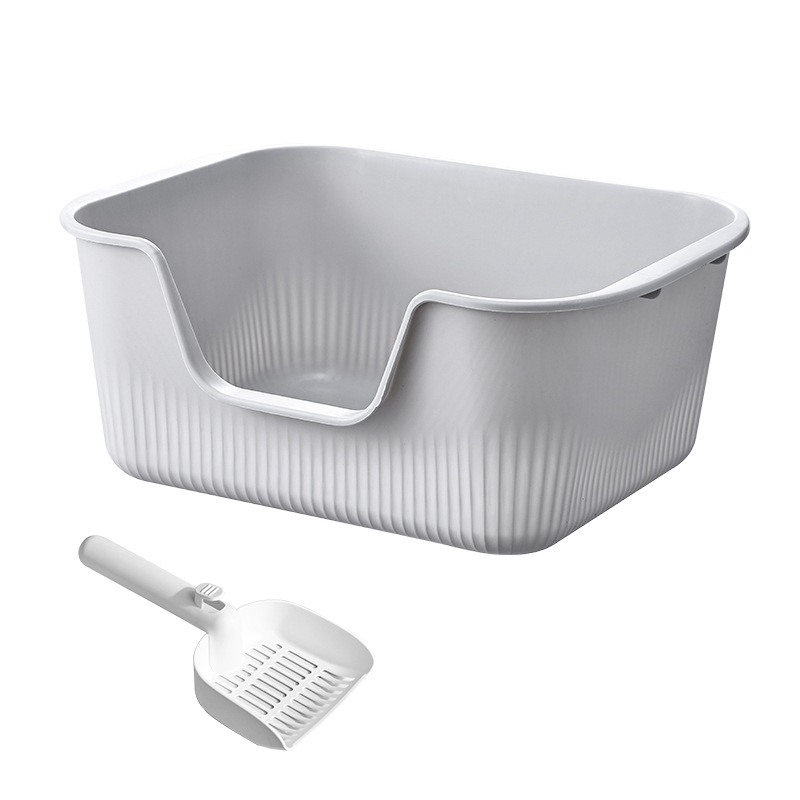 우주 회색 고양이 배변 상자(52*40*22) 고양이 배변 국자 포함