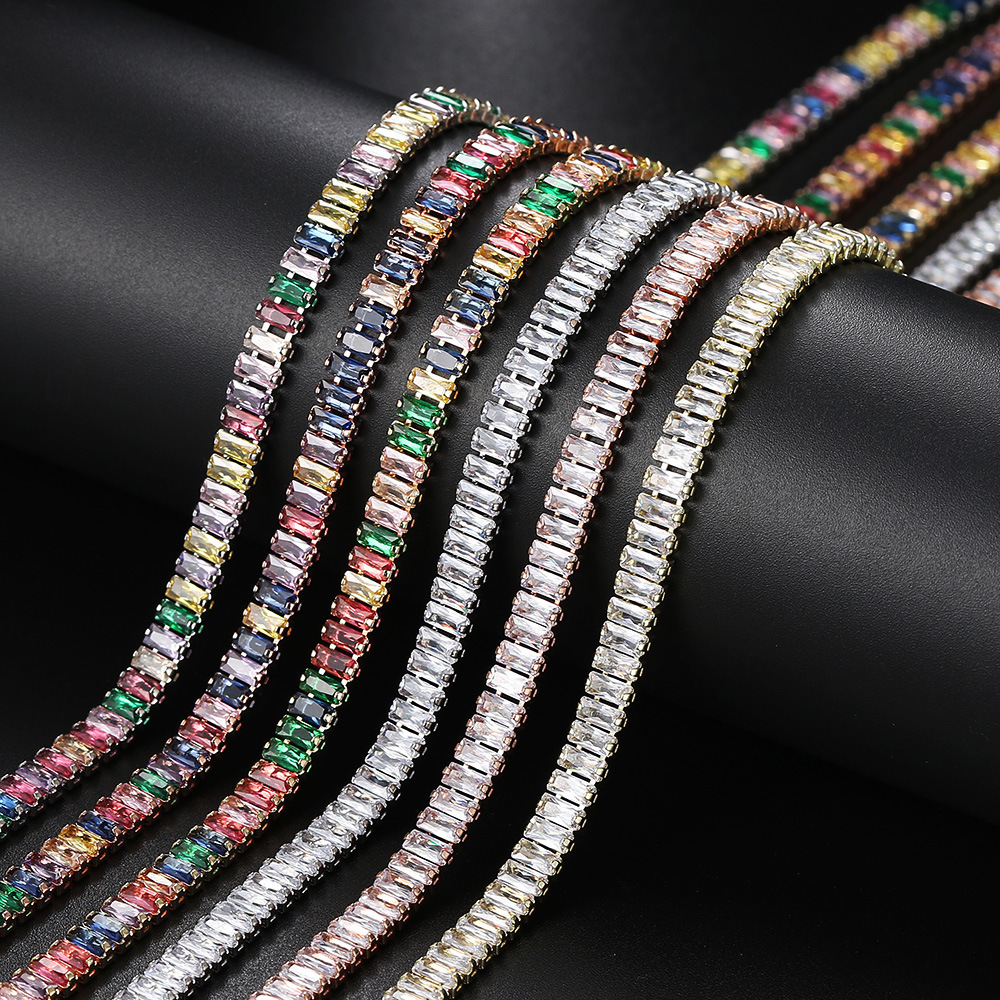 Zircon Tennis Neckchain For Men And Women, Rectangular Necklace_voghion.com
