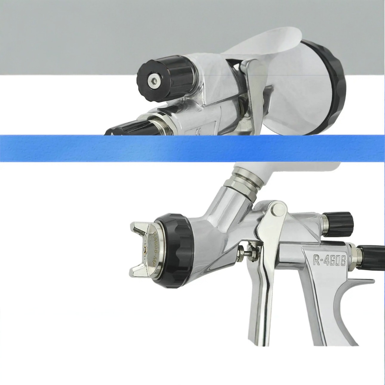 원래 대만 폴라로이드 R--4608 수동 스프레이 건 저압 환경 보호 자동차 수리 스프레이 건 높은 분무 상단 냄비