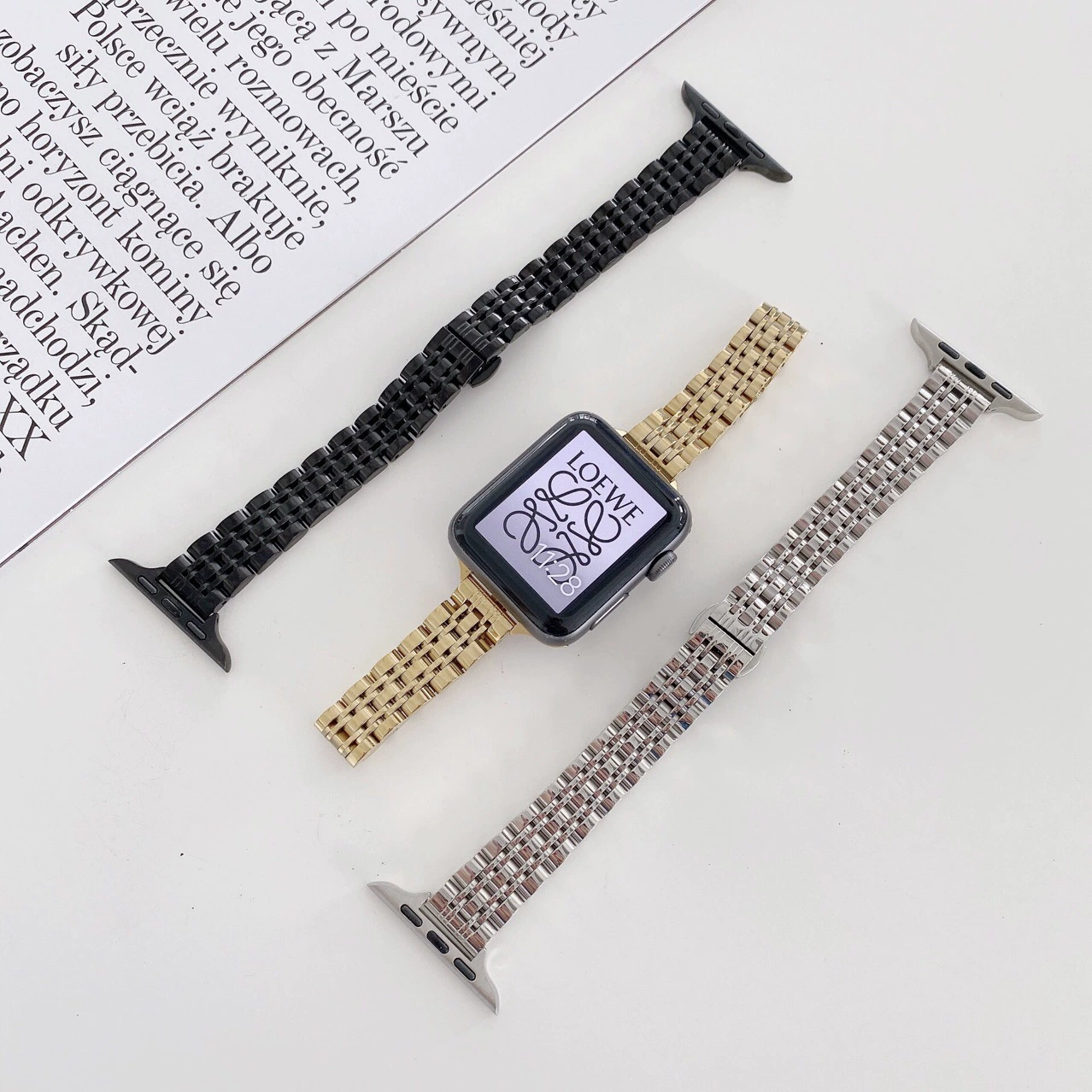 Подходит для Apple Watch5678910 ремешок для часов iwatch семь бусин маленькая талия нержавеющая сталь металлический ремешок