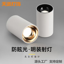 明装筒灯 LED深防眩射灯铝灯体免开孔吸顶吊线安装家用酒店大堂用