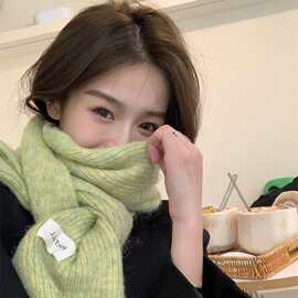 厂家韩国混纺羊毛夹花毛线围巾女冬季软糯针织保暖加厚ins学生