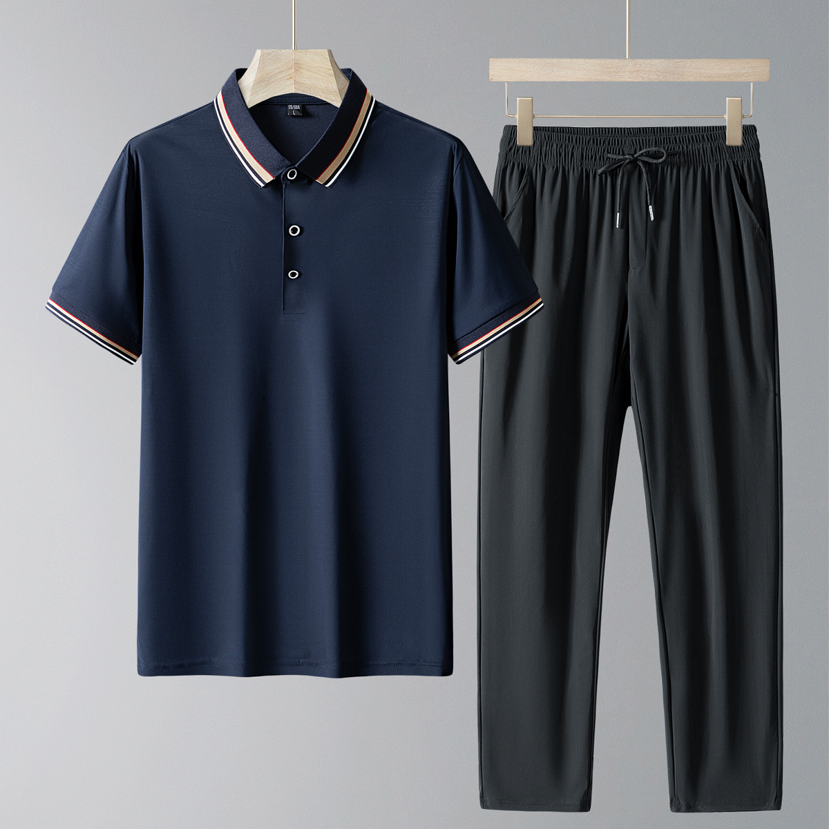 2026 New Summer Outfit Set for Middle-Aged Men: Casual Short-Sleeved Polo Shirt for Middle-Aged and Elderly Men.
